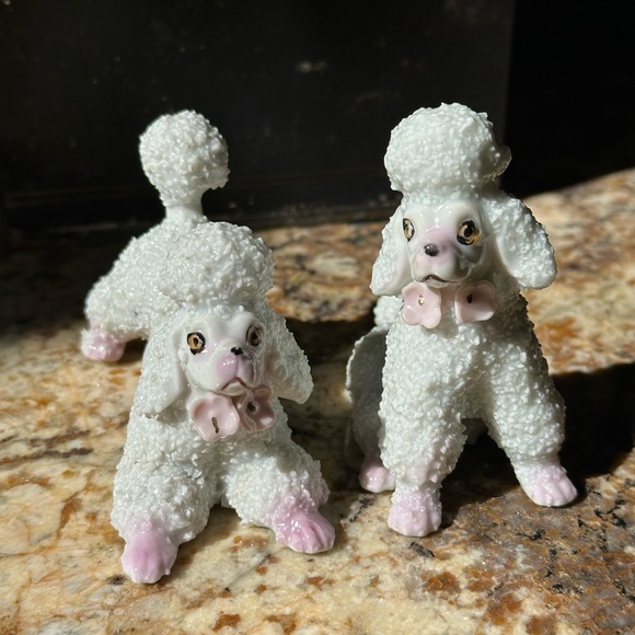 Pair of ceramic porcelain poodle dogs vintage 1960 good condition - Picture 4 of 9
